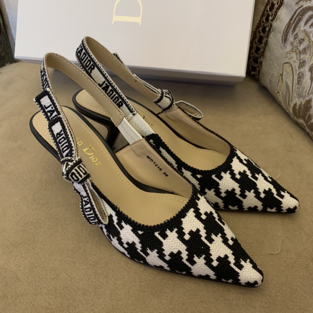 Dior CD J’Adior Slingback Pump Black And White For Women 2.6 in / 6.5 cm