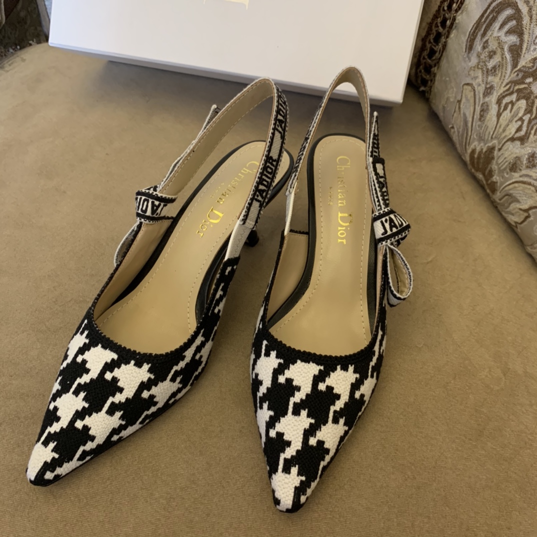 Dior CD J’Adior Slingback Pump Black And White For Women 2.6 in / 6.5 cm