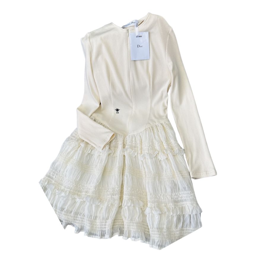 Dior Crocheted Lace Mini Dress White For Women