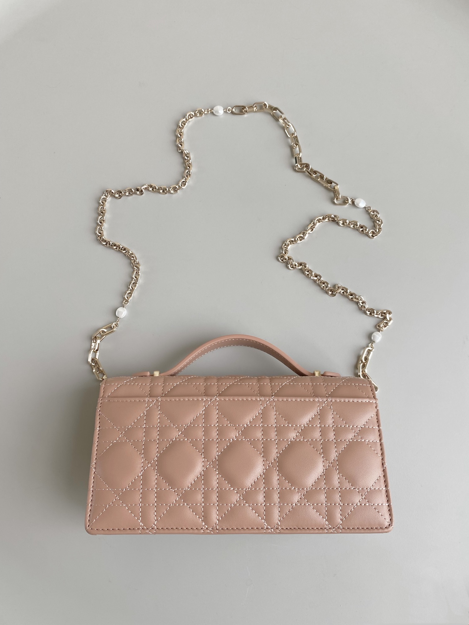 Dior Lady Top Handle Clutch Beige/Black/White For Women 8.5in/21cmONMJ_M49P