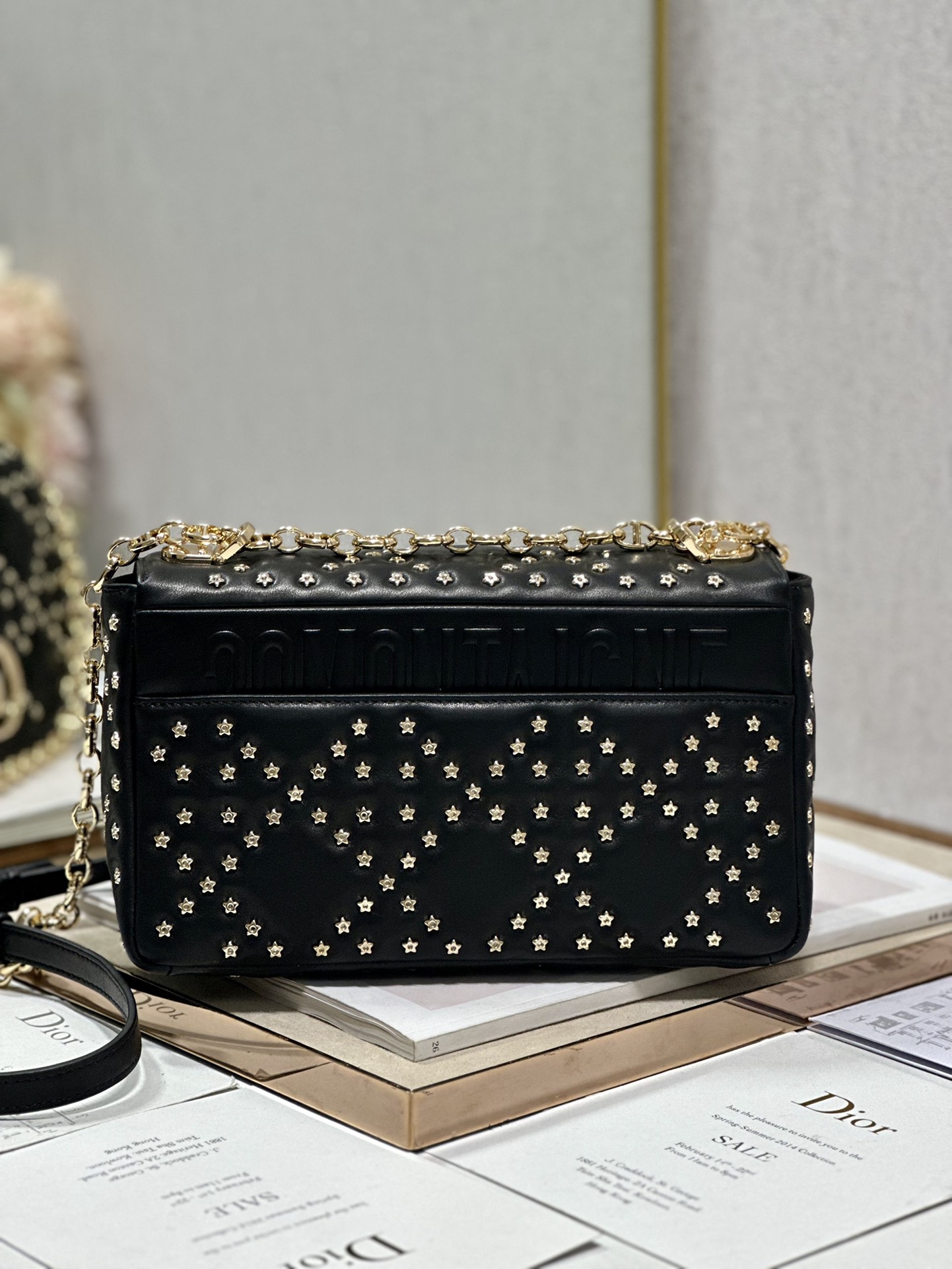 Dior Medium Caro Bag Black/White For Women 10in/25.5cm