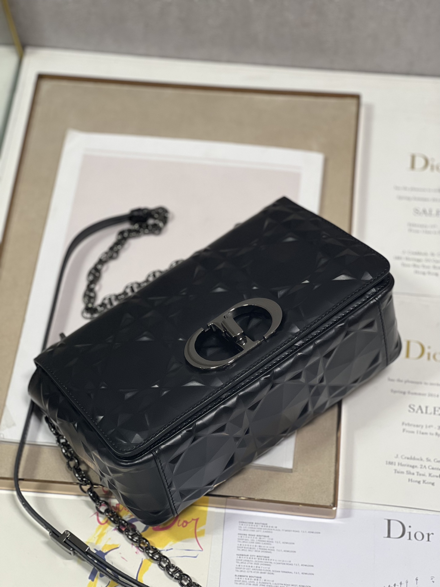 Dior Medium Caro Bag Black/White For Women 10in/25.5cm