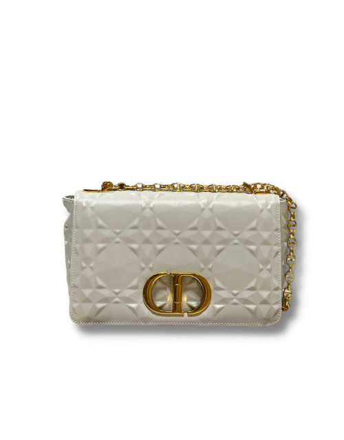 Dior Medium Caro Bag White/Black/Grey For Women 10in/25.5cm