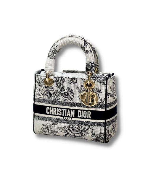 Dior Medium Lady D-Lite Bag White For Women 9.5in/24cm