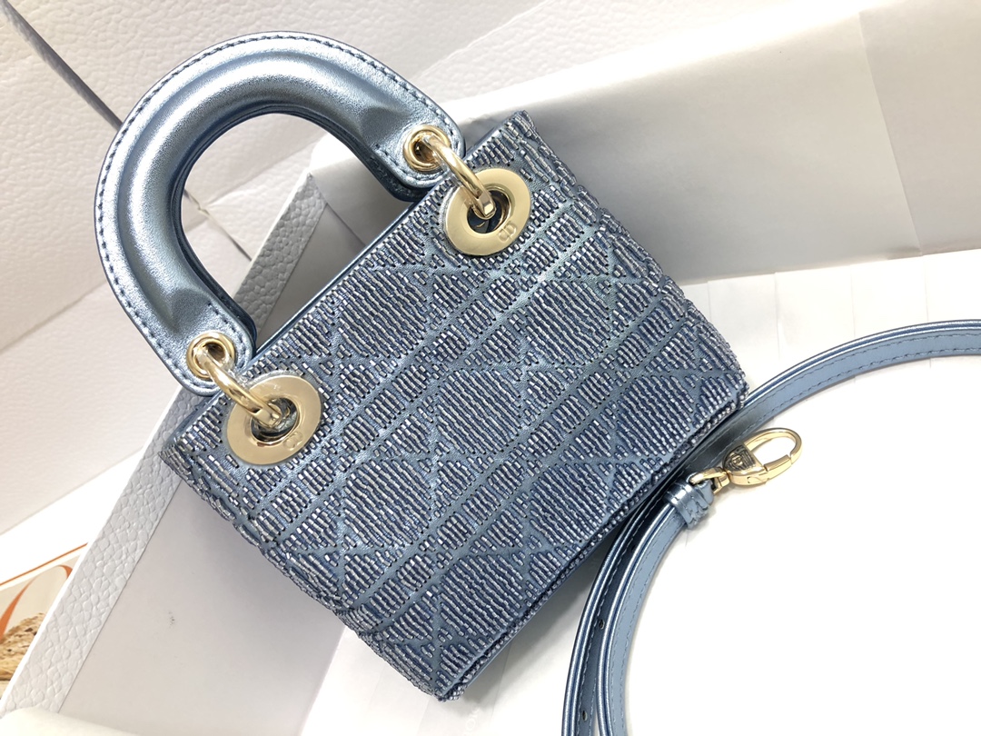 Dior Micro Lady Bag Blue/Beige/Gold For Women 5in/12cmORAZ_M11Z