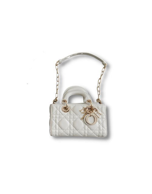 Dior Micro Lady D-Joy Bag White/Pink/Black For Women 6in/16cmONGE_