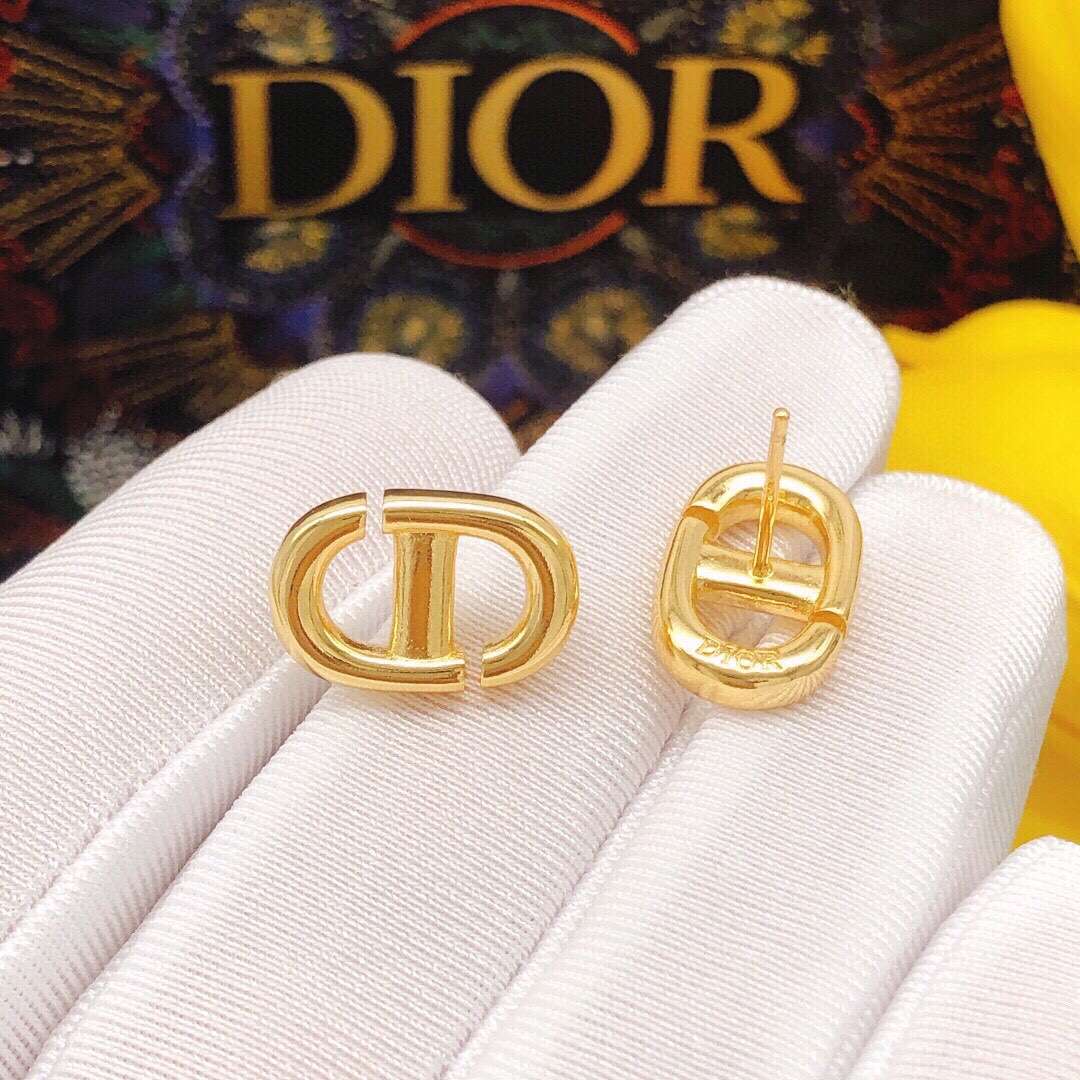 Dior Mini Pig Nose CD Pearl Earrings Gold For Women