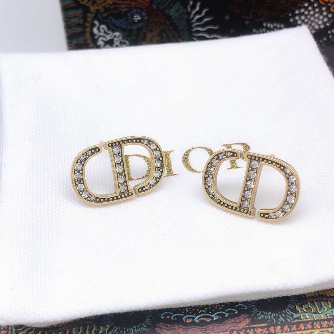 Dior Monogram Mini Earrings Gold For Women