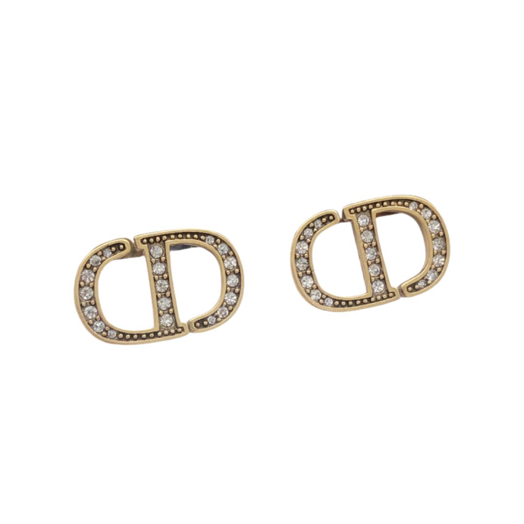 Dior Monogram Mini Earrings Gold For Women