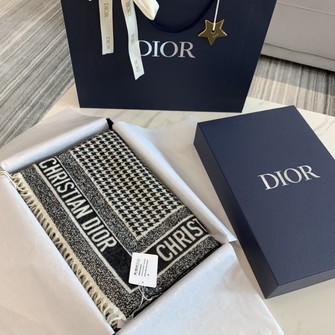 Dior Oblique Blanket Scarf Grey 55in/140cm