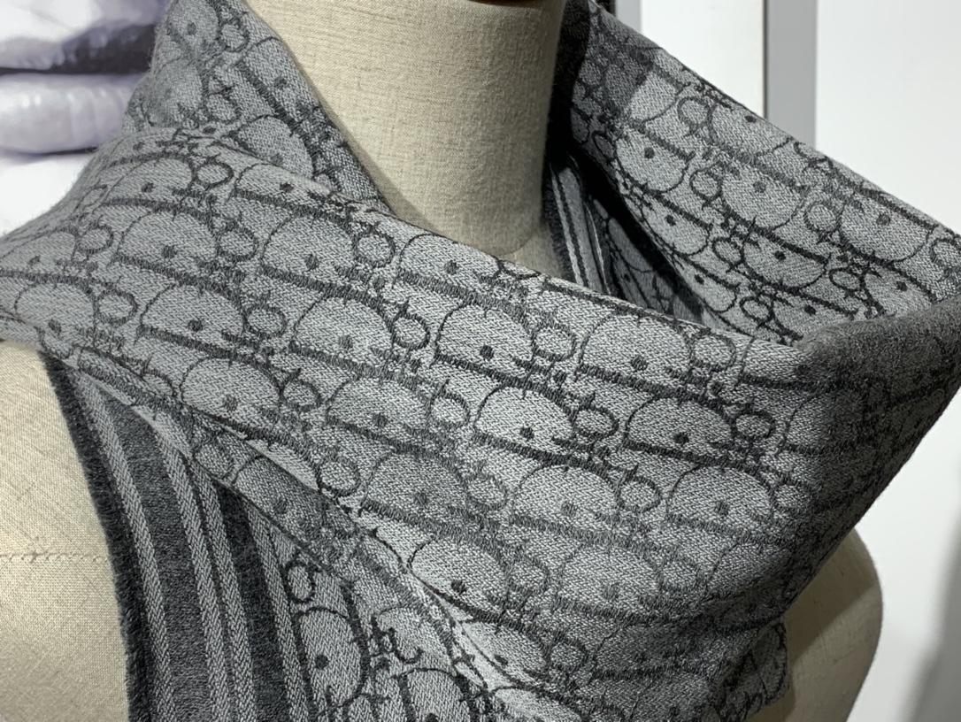 Dior Oblique Scarf Grey 79in/200cm