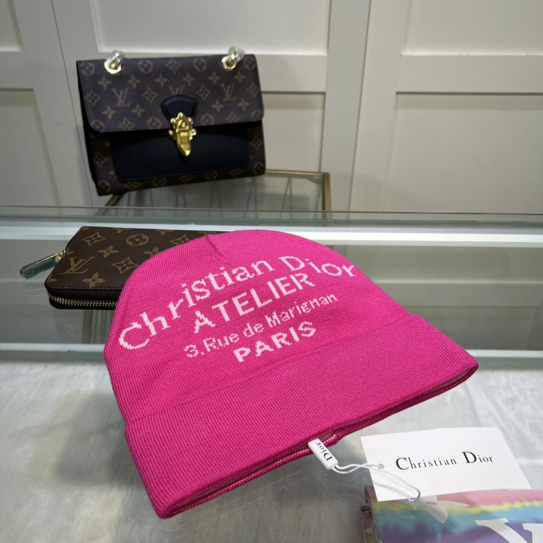 Dior Pompom Beanie In Pink