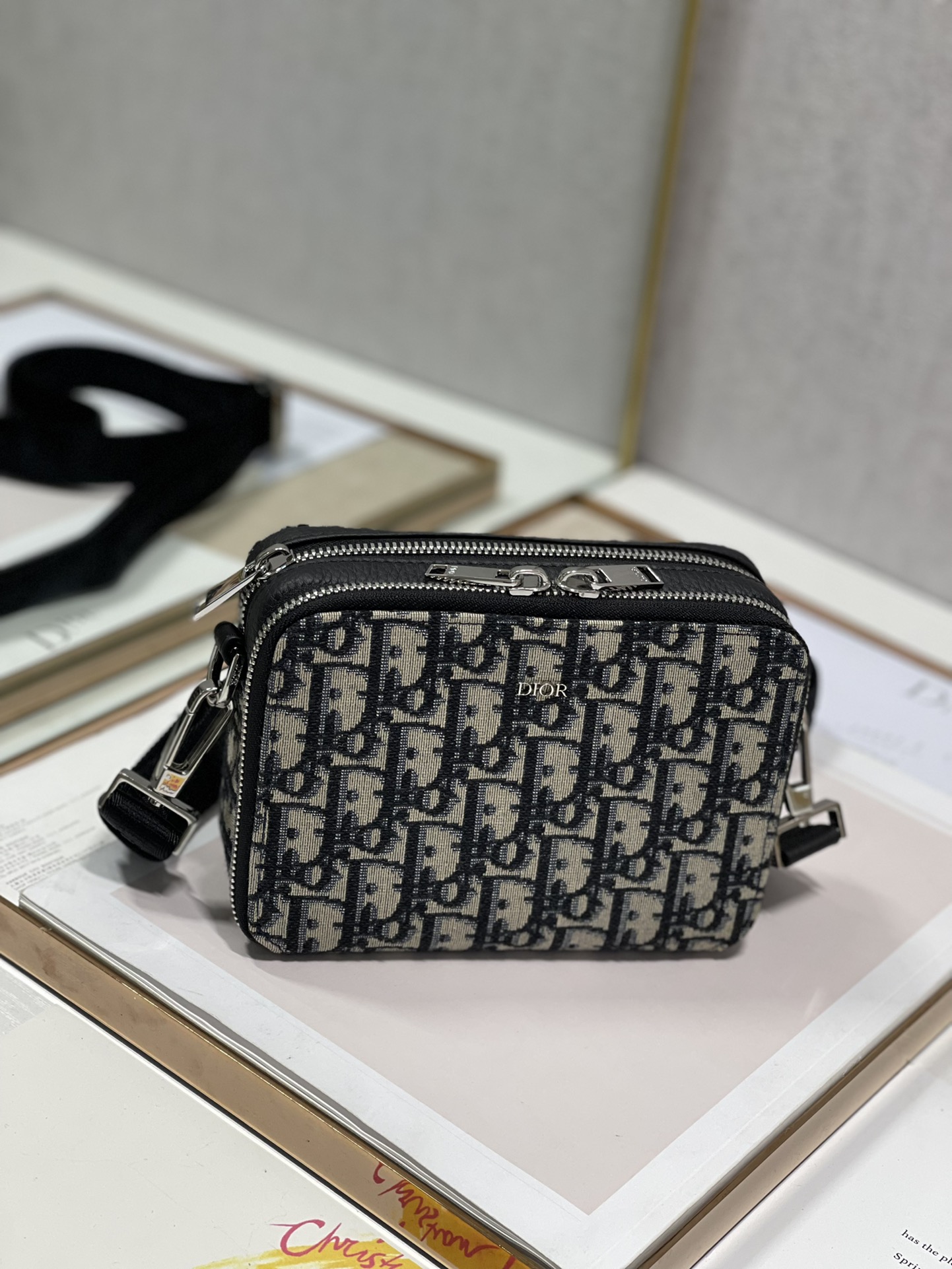 Dior Pouch With Shoulder Strap Beige For Women 6.7in/17cm 2OBBC119YSE_H05E