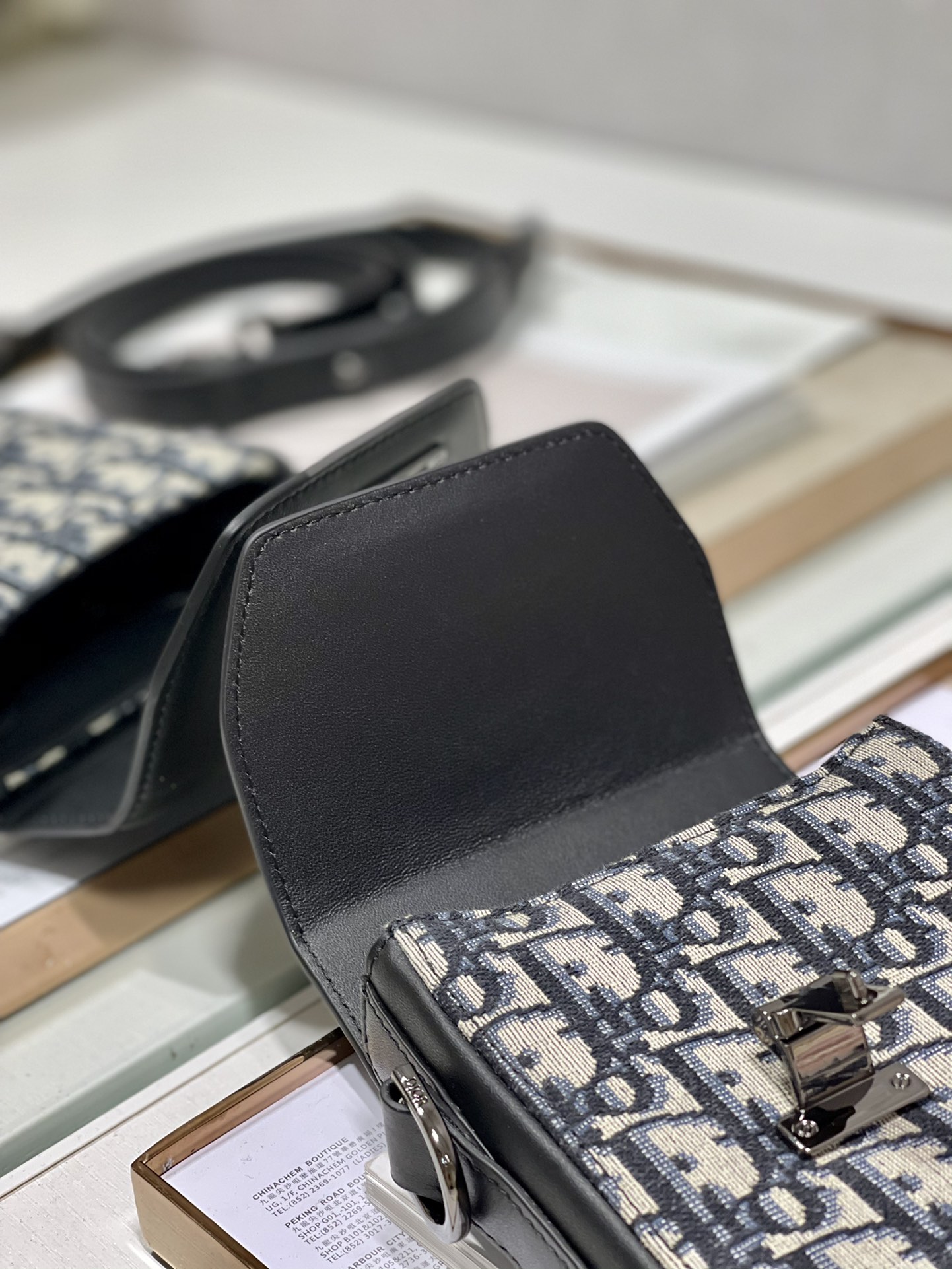 Dior Saddle Vertical Pouch With Strap Beige/Black For Women 8.5in/22cm 2ADCA446YKS_H27E