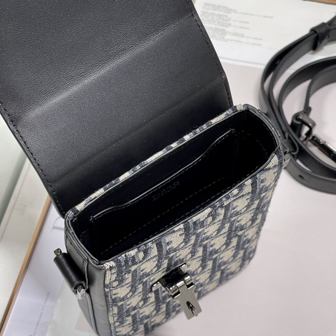 Dior Saddle Vertical Pouch With Strap Beige/Black For Women 8.5in/22cm 2ADCA446YKS_H27E