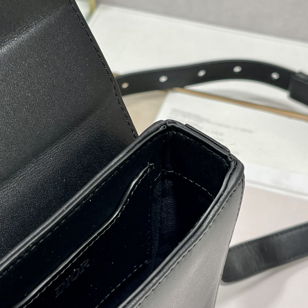 Dior Saddle Vertical Pouch With Strap Beige/Black For Women 8.5in/22cm 2ADCA446YKS_H27E