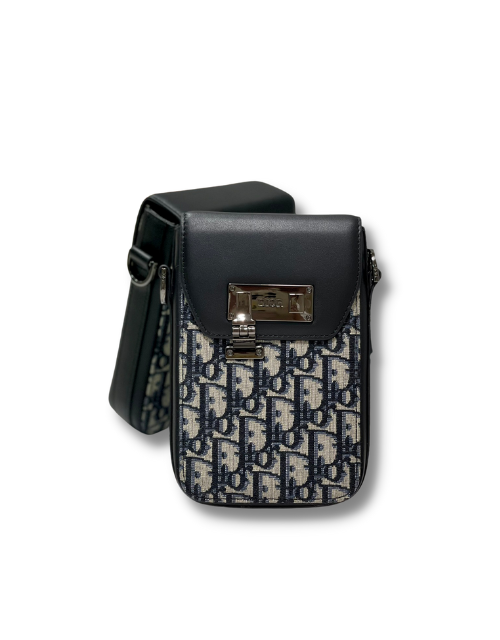 Dior Saddle Vertical Pouch With Strap Beige/Black For Women 8.5in/22cm 2ADCA446YKS_H27E