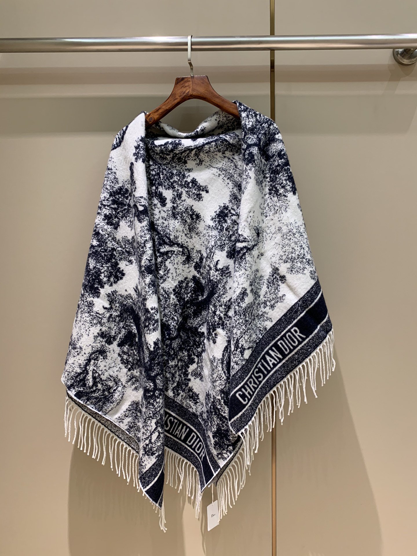 Dior Toile de Jouy Shawl Scarf Grey 55in/140cm