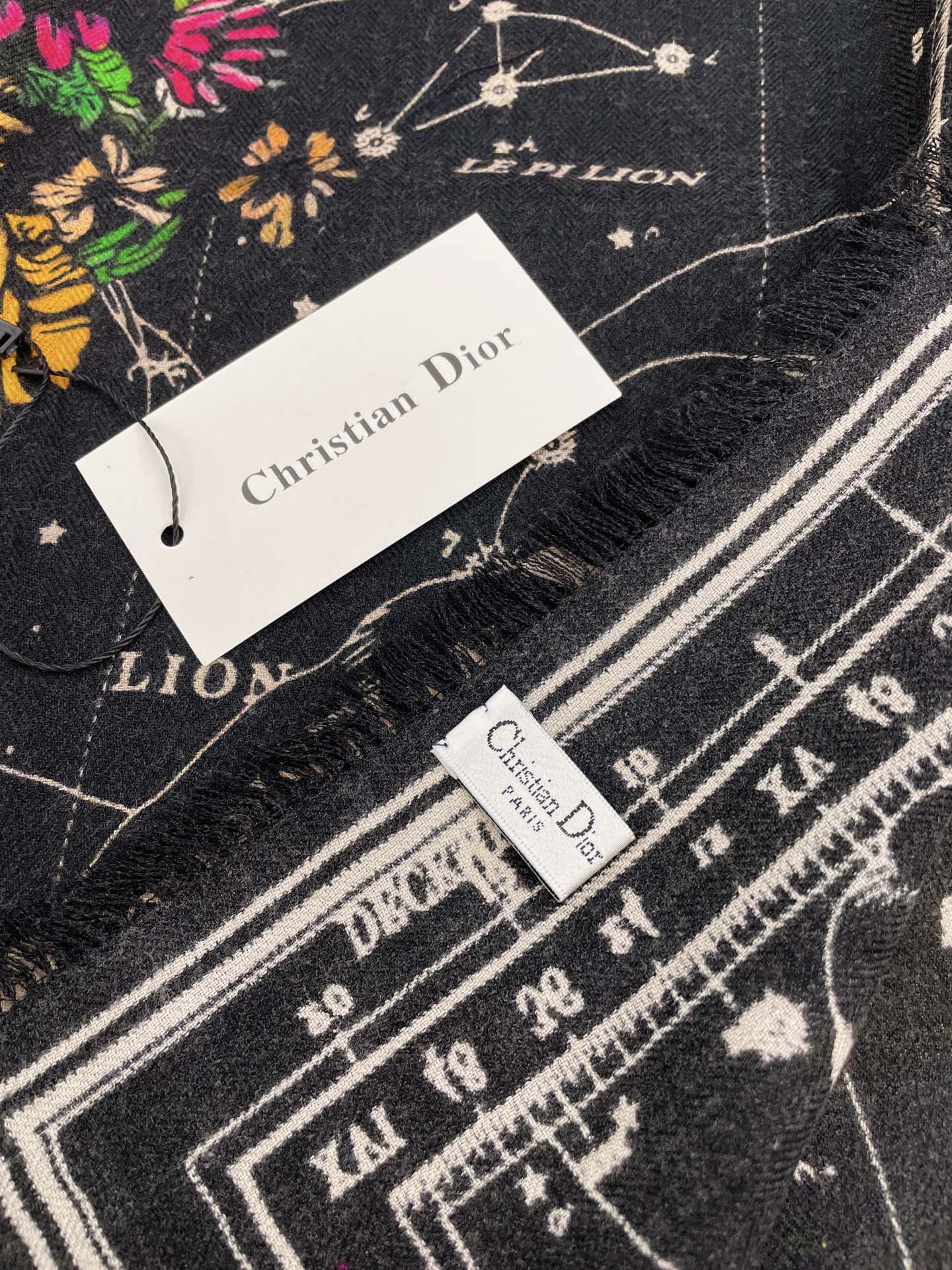 Dior Zodiac 90 Square Black Silk Twill Scarf 110cm/43in 115ZOD090I607_C900