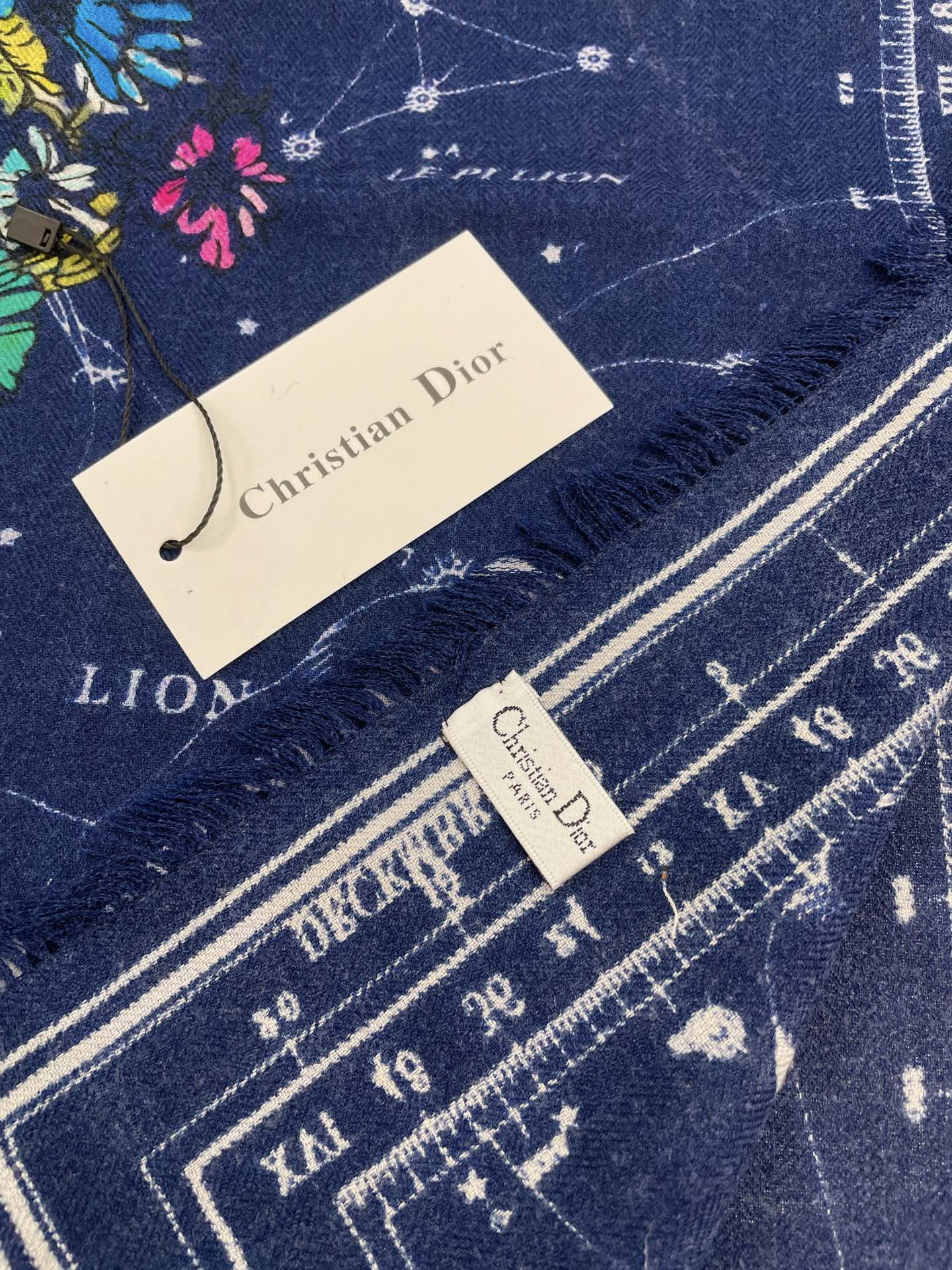 Dior Zodiac 90 Square Navy Blue Silk Twill Scarf 110cm/43in 15ZOD090I607_C540