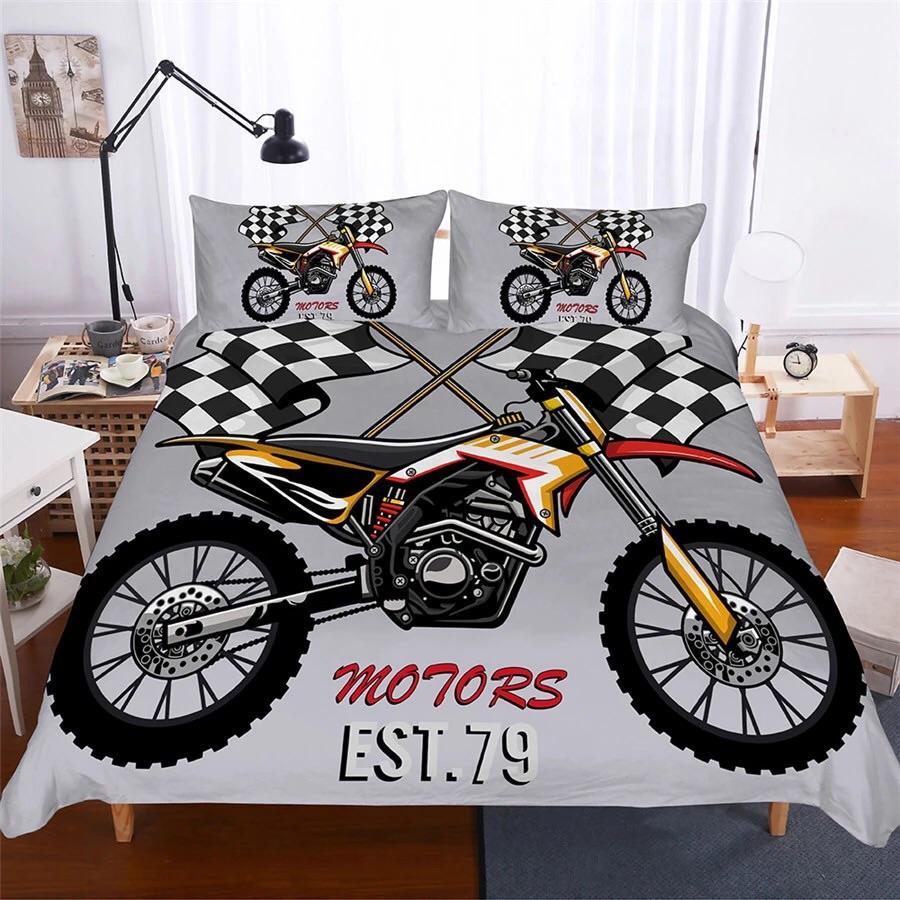 Dirt Bike Racing 3D Customized Duvet Cover Bedding Set