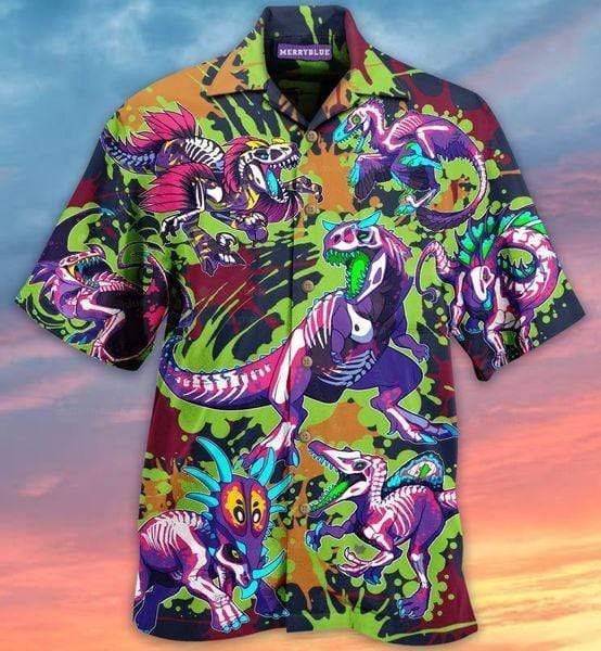 Discover Cool Dont Forget To Be Rawrsome Dinosaur Skull Unisex Hawaiian Aloha Shirts