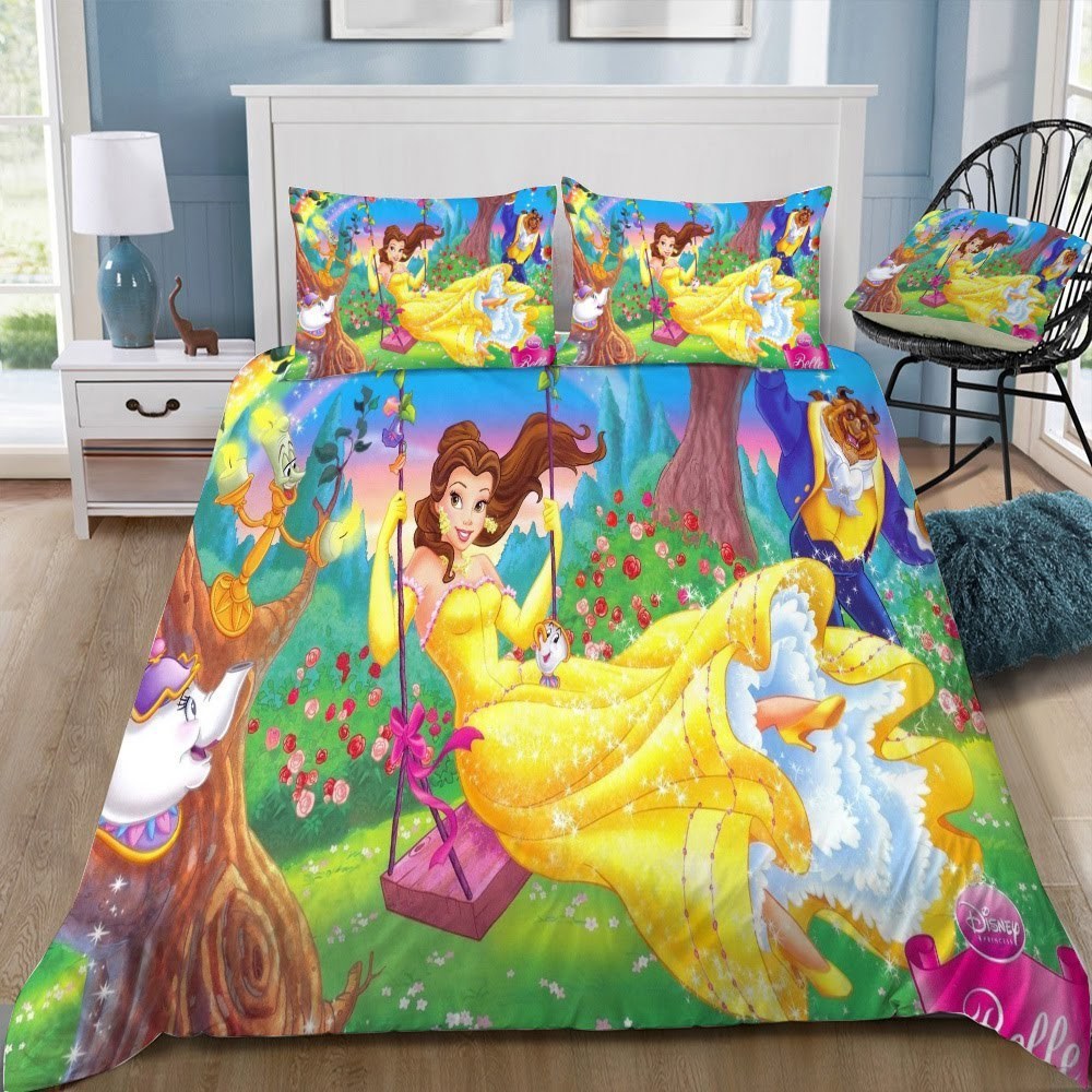 Disney Beauty And The Beast 3D Customized Duvet Cover Bedding Set