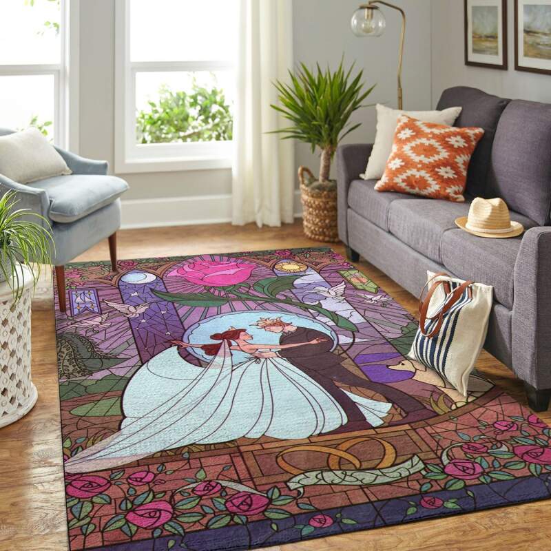 Disney Beauty And The Beast Living Room Area Rectangle Rug