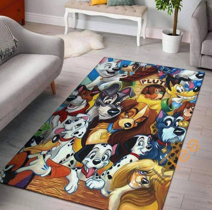 Disney Dog Dogs Watercolor Prints From Movies Living Room Bedroom Floor Rectangle Rug