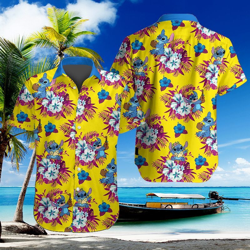 Disney Lilo And Stitch Yellow Hawaiian Shirt