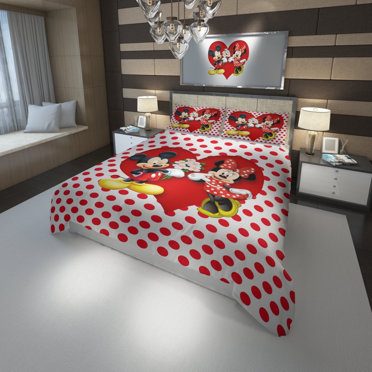 Disney Mickey And Minnie 3D Customized Duvet Cover Bedding Set
