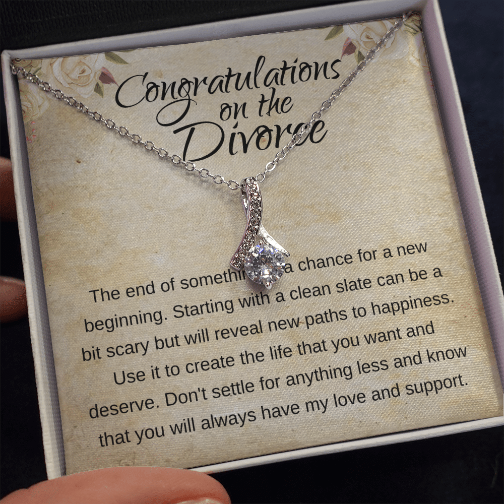 Divorce Congrats Alluring Beauty White Gold And Glittering Gemstones Necklace