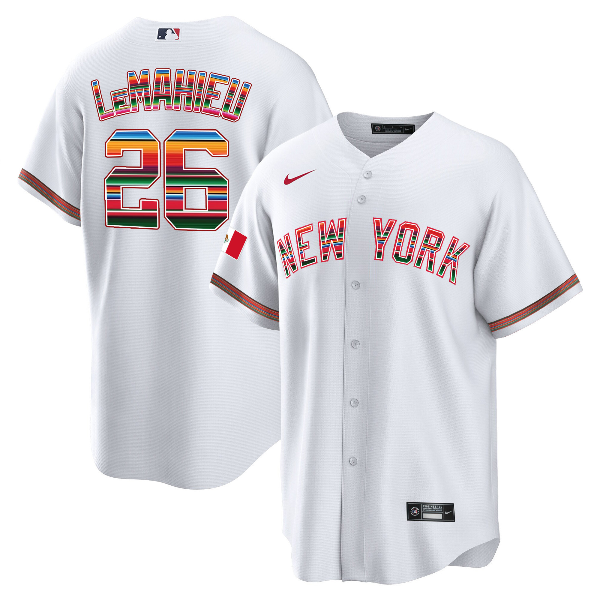 DJ LeMahieu Men's New York Yankees Mexico Cool Base White Jersey - All Stitched