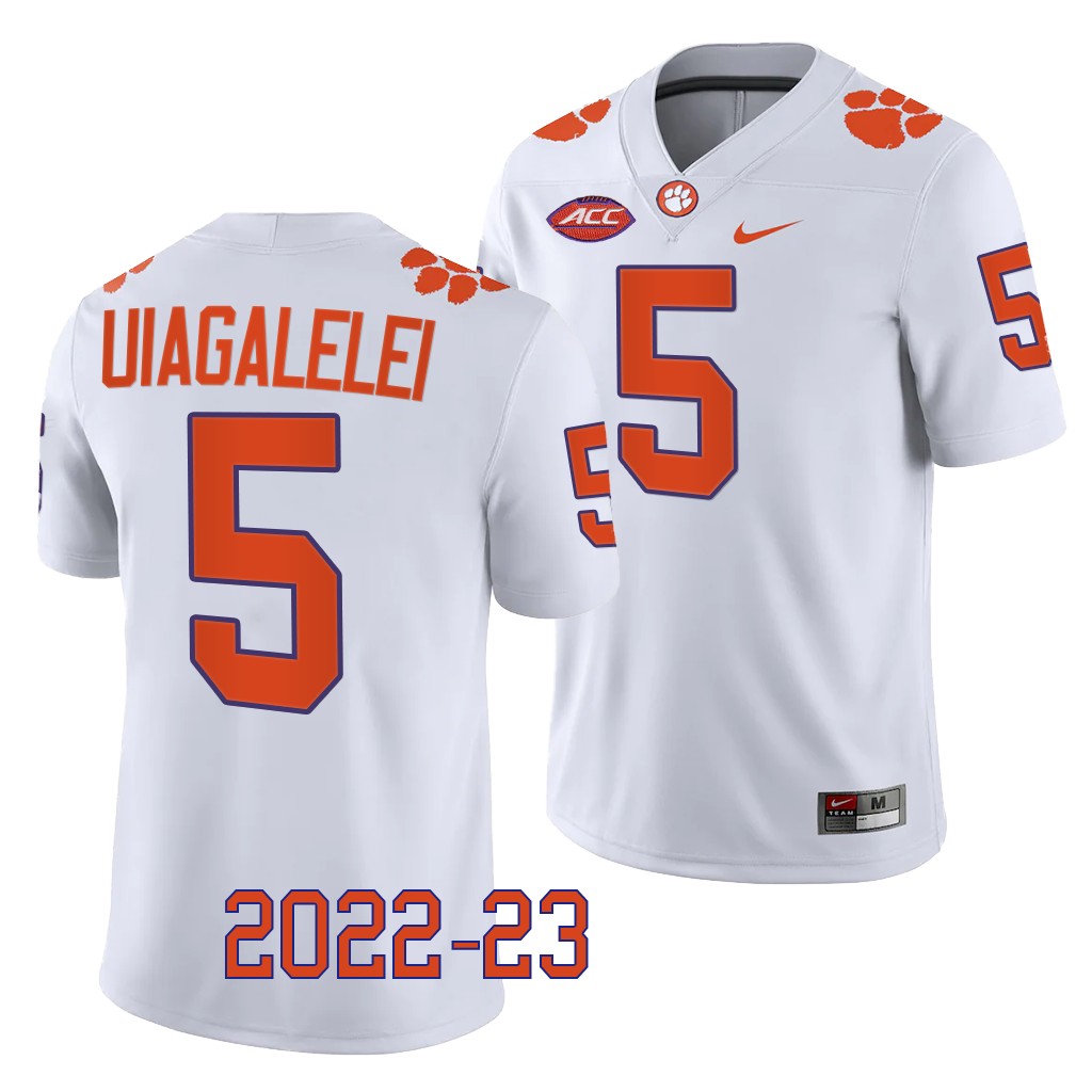 DJ Uiagalelei Clemson Tigers #5 White Jersey 2022-23 College Men's Game Uniform
