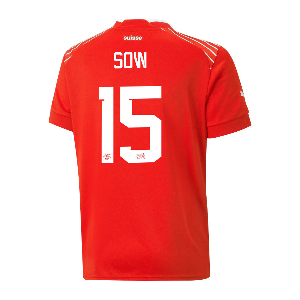 Djibril Sow 15 Switzerland National Team FIFA World Cup Qatar 2022 Patch – Home Men Soccer Jersey