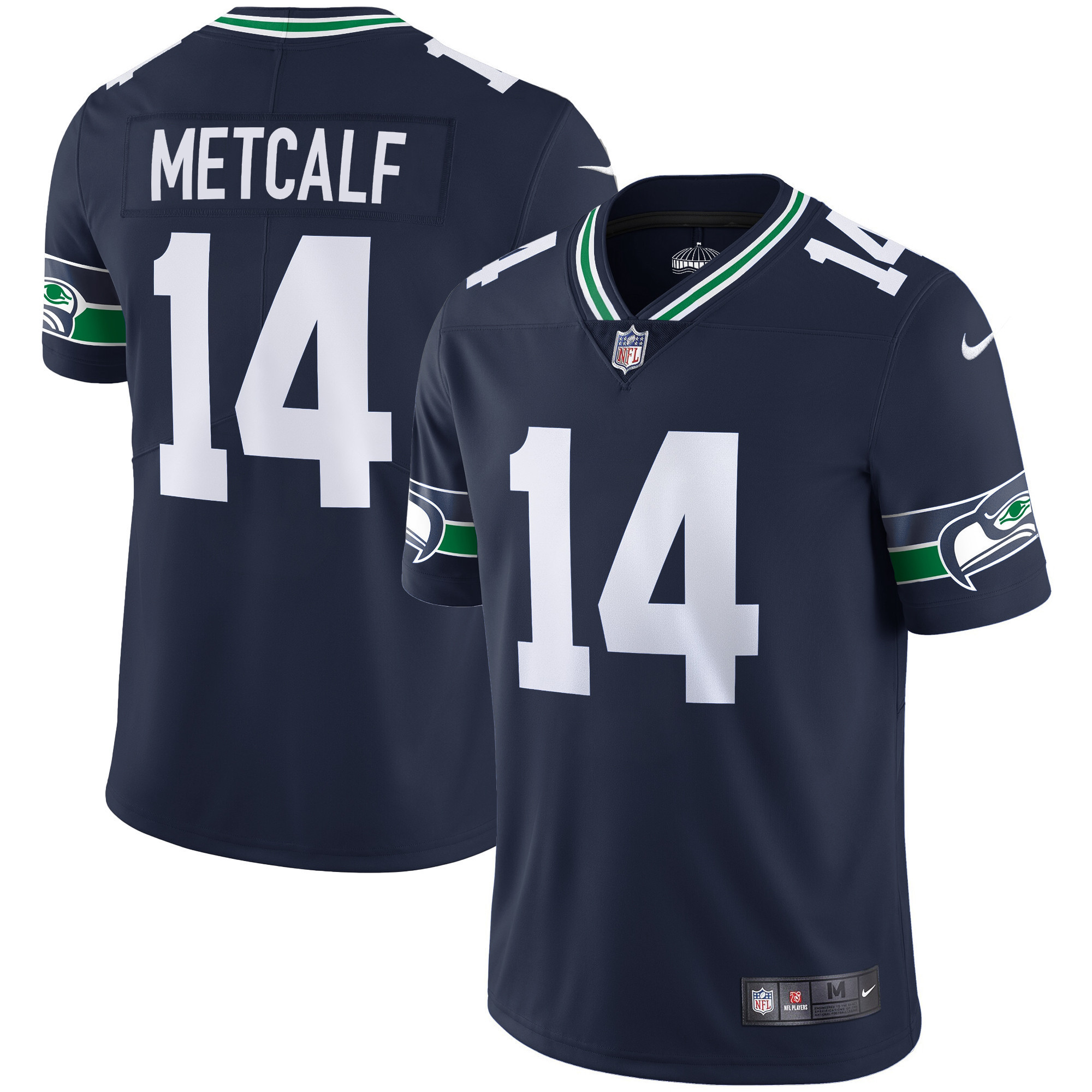 DK Metcalf Men's Seattle Seahawks Throwback & Gold Navy Jersey - All Stitched 