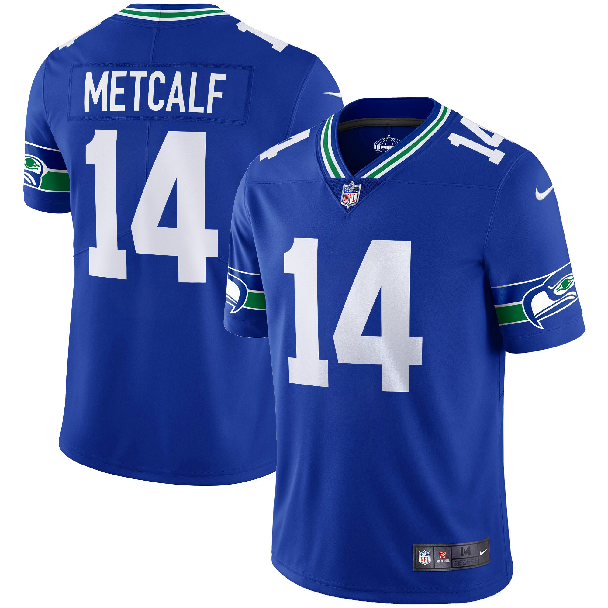 DK Metcalf Men's Seattle Seahawks Throwback & Gold Royal Jersey - All Stitched 
