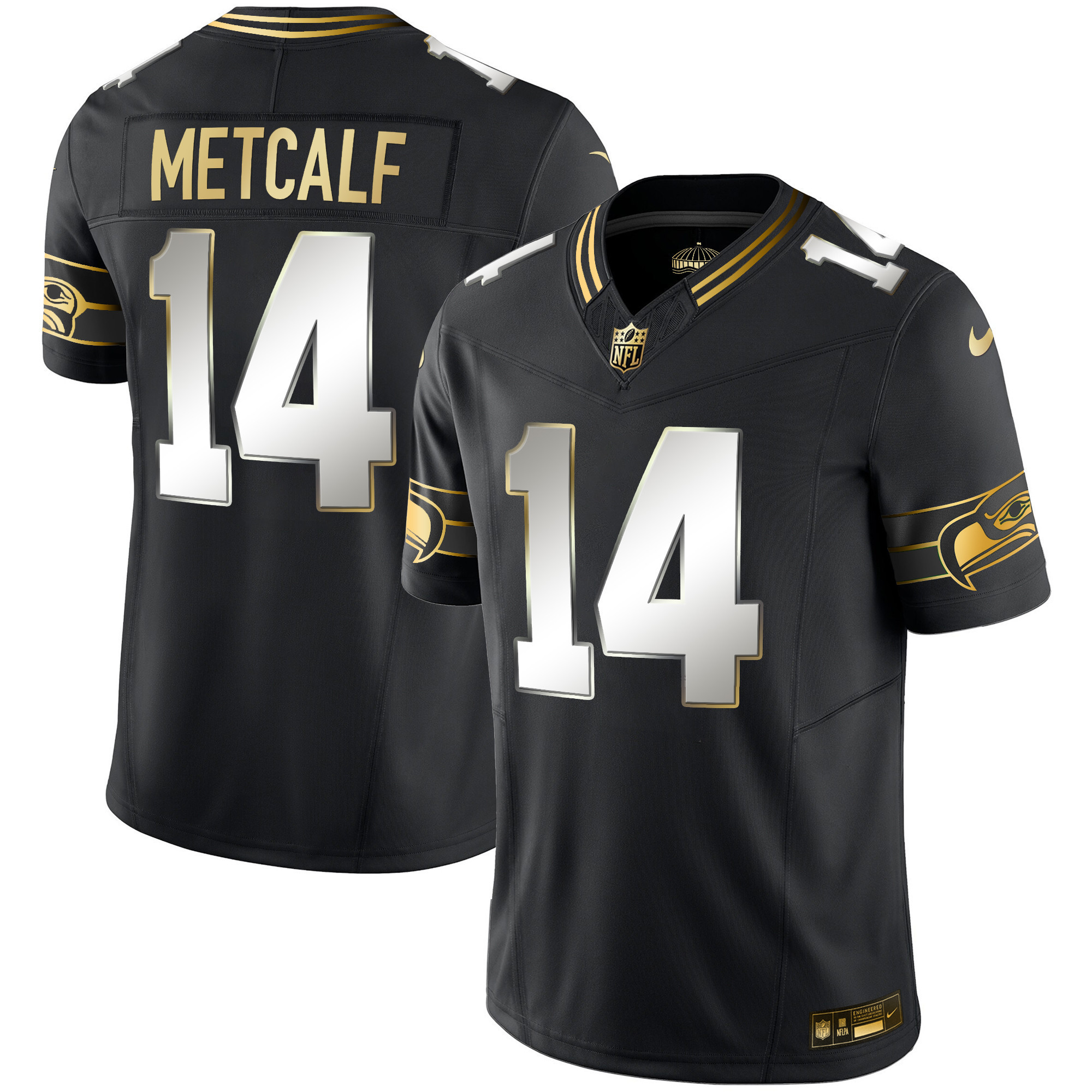 DK Metcalf Men's Seattle Seahawks Throwback & Gold Vapor Limited Black Limited Jersey - All Stitched 