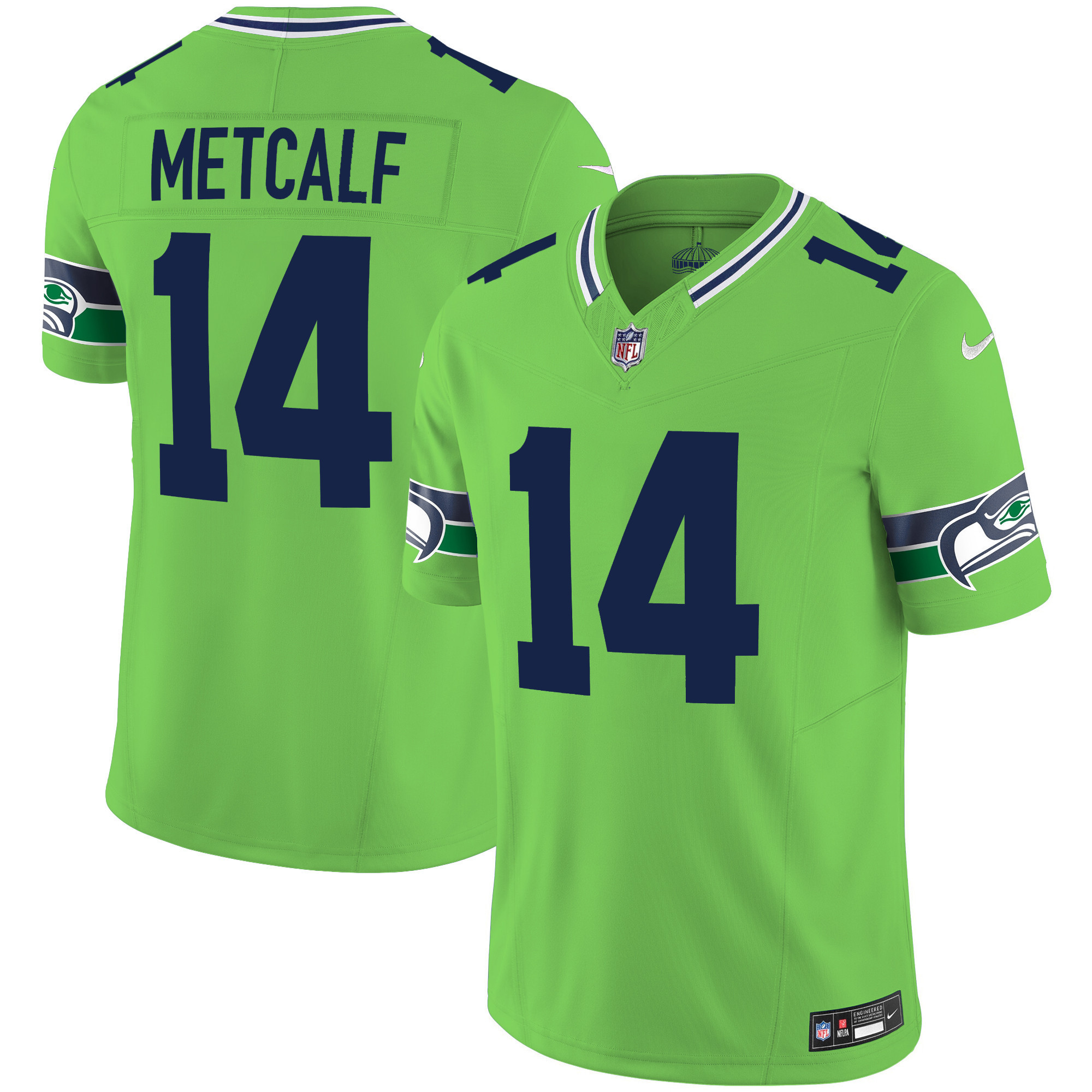 DK Metcalf Men's Seattle Seahawks Throwback & Gold Vapor Limited Green Jersey - All Stitched 