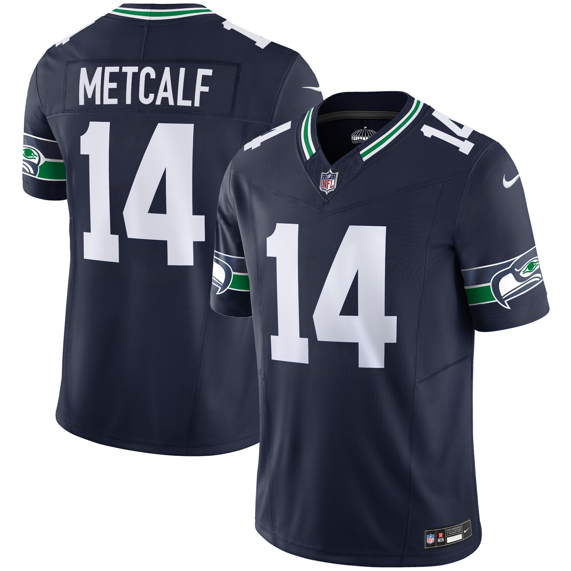 DK Metcalf Men's Seattle Seahawks Throwback & Gold Vapor Limited Navy Jersey - All Stitched 