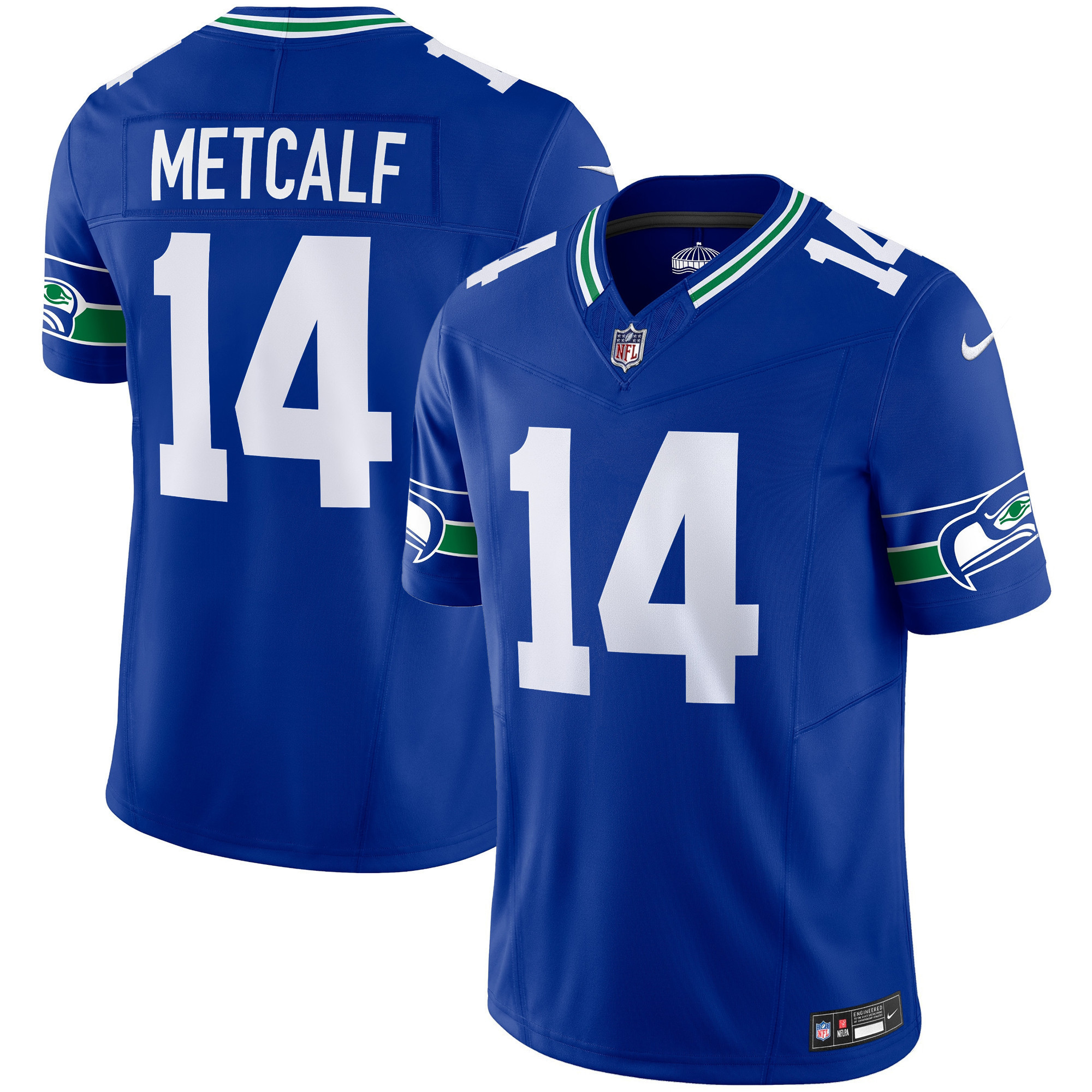 DK Metcalf Men's Seattle Seahawks Throwback & Gold Vapor Limited Royal Jersey - All Stitched 