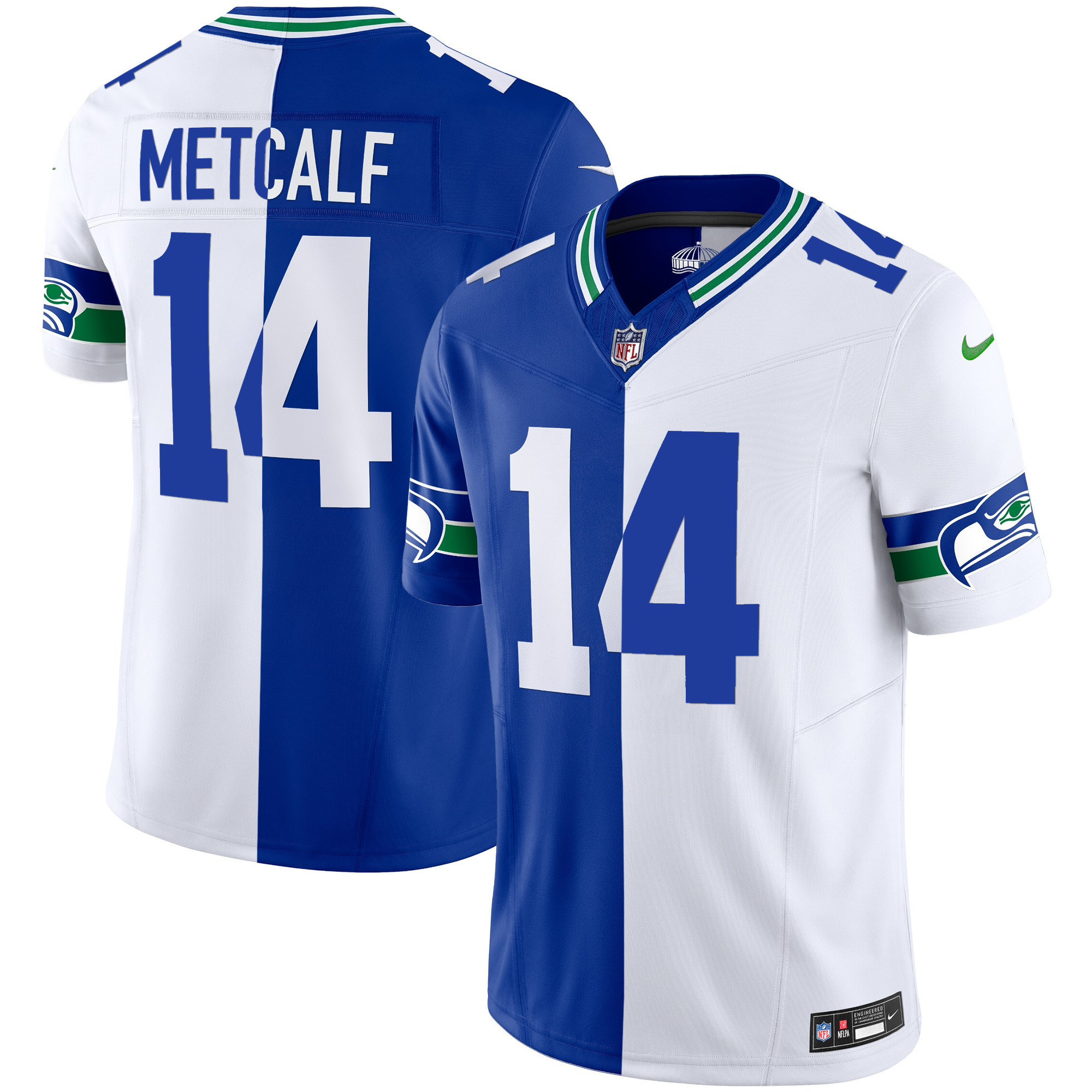 DK Metcalf Men's Seattle Seahawks Throwback & Gold Vapor Limited Split Jersey - All Stitched 