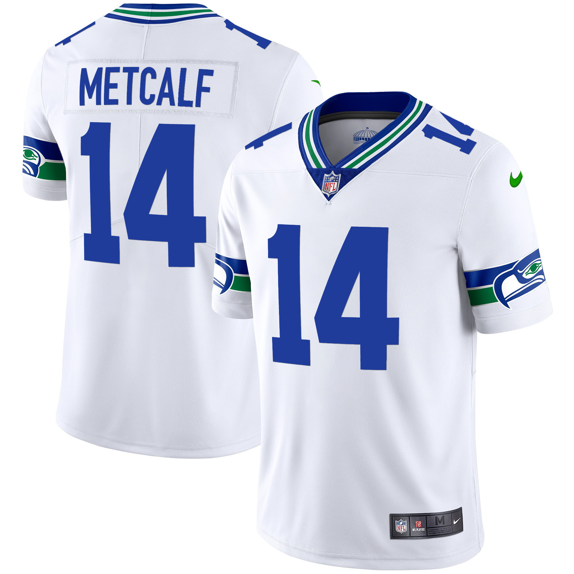 DK Metcalf Men's Seattle Seahawks Throwback & Gold White Jersey - All Stitched 