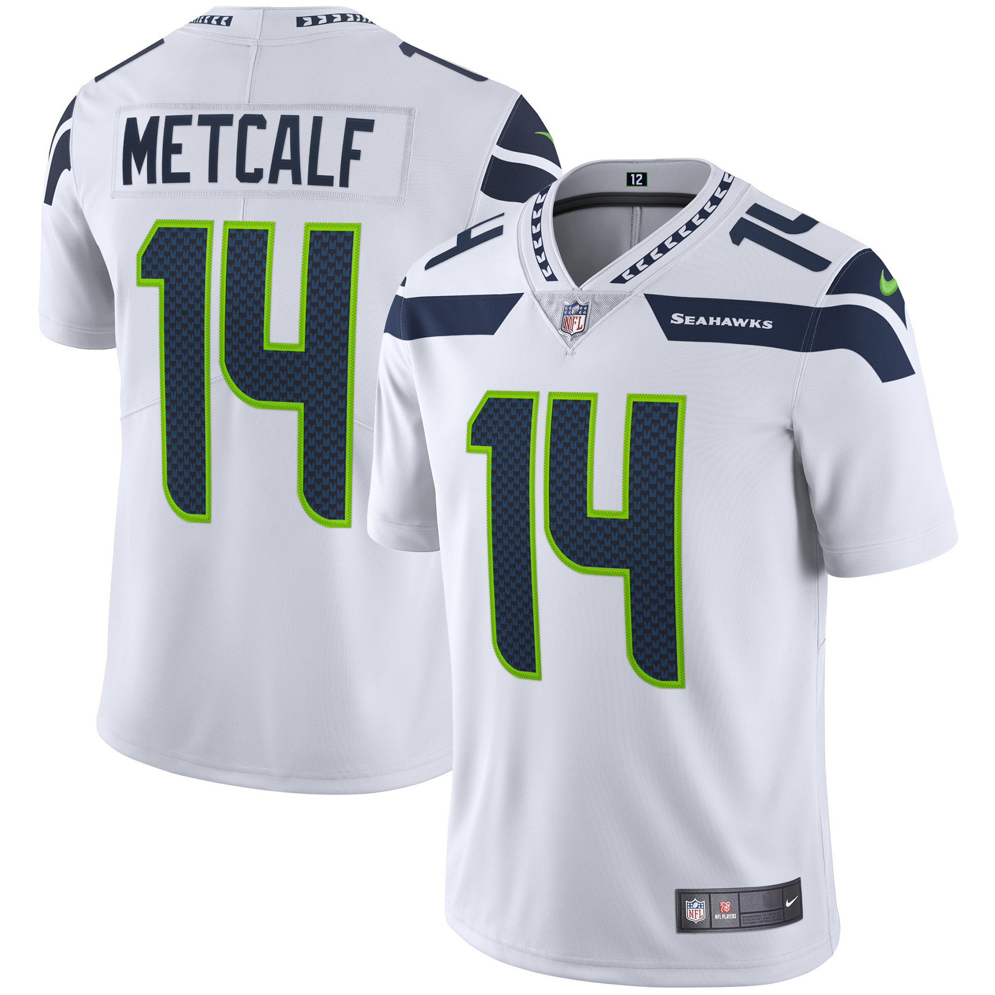 DK Metcalf Men's Seattle Seahawks Vapor White Jersey - All Stitched 