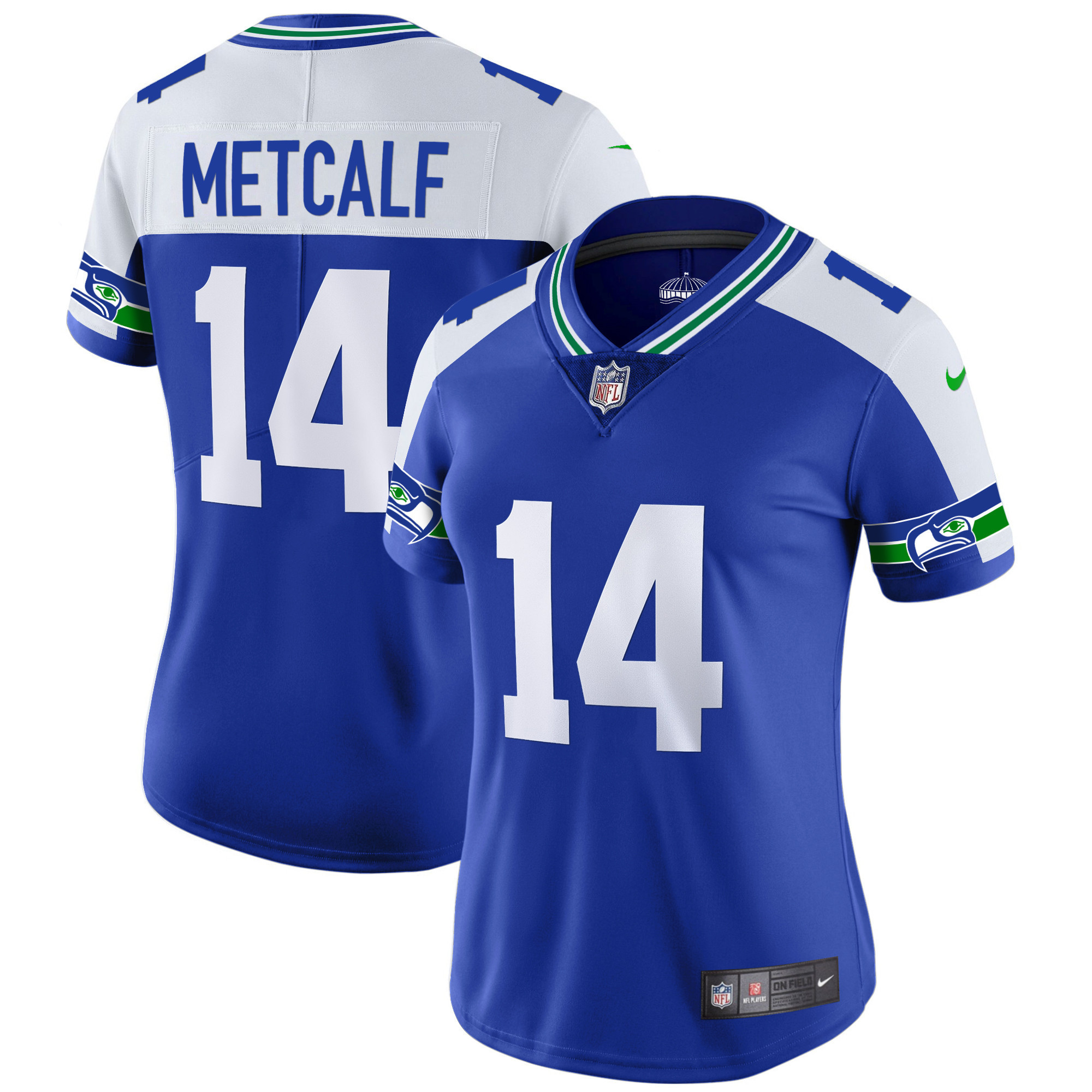 DK Metcalf Women's Seattle Seahawks Throwback & Gold Alternate Jersey - All Stitched 