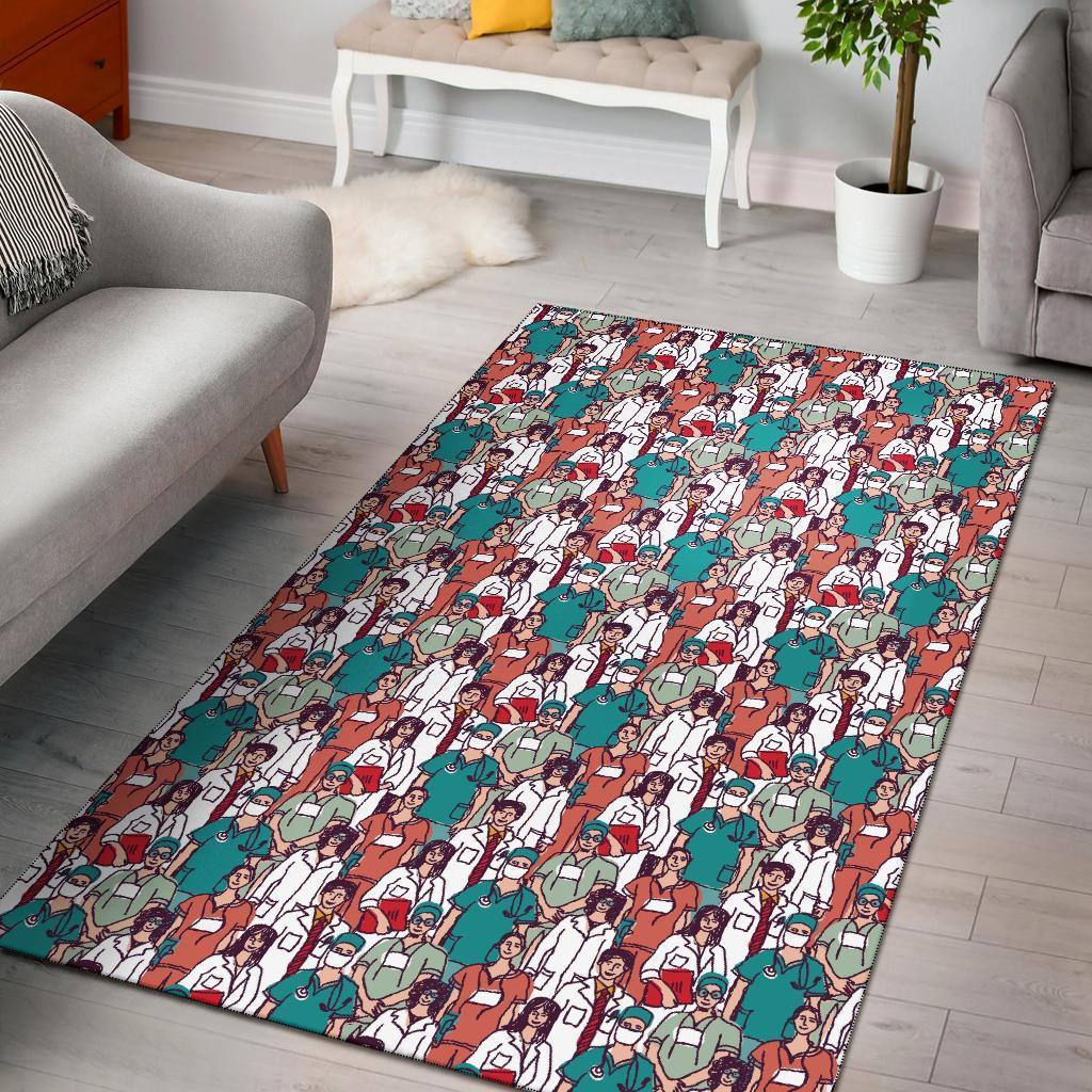 Docter Nurse Pattern Print Area Limited Edition Rectangle Rug