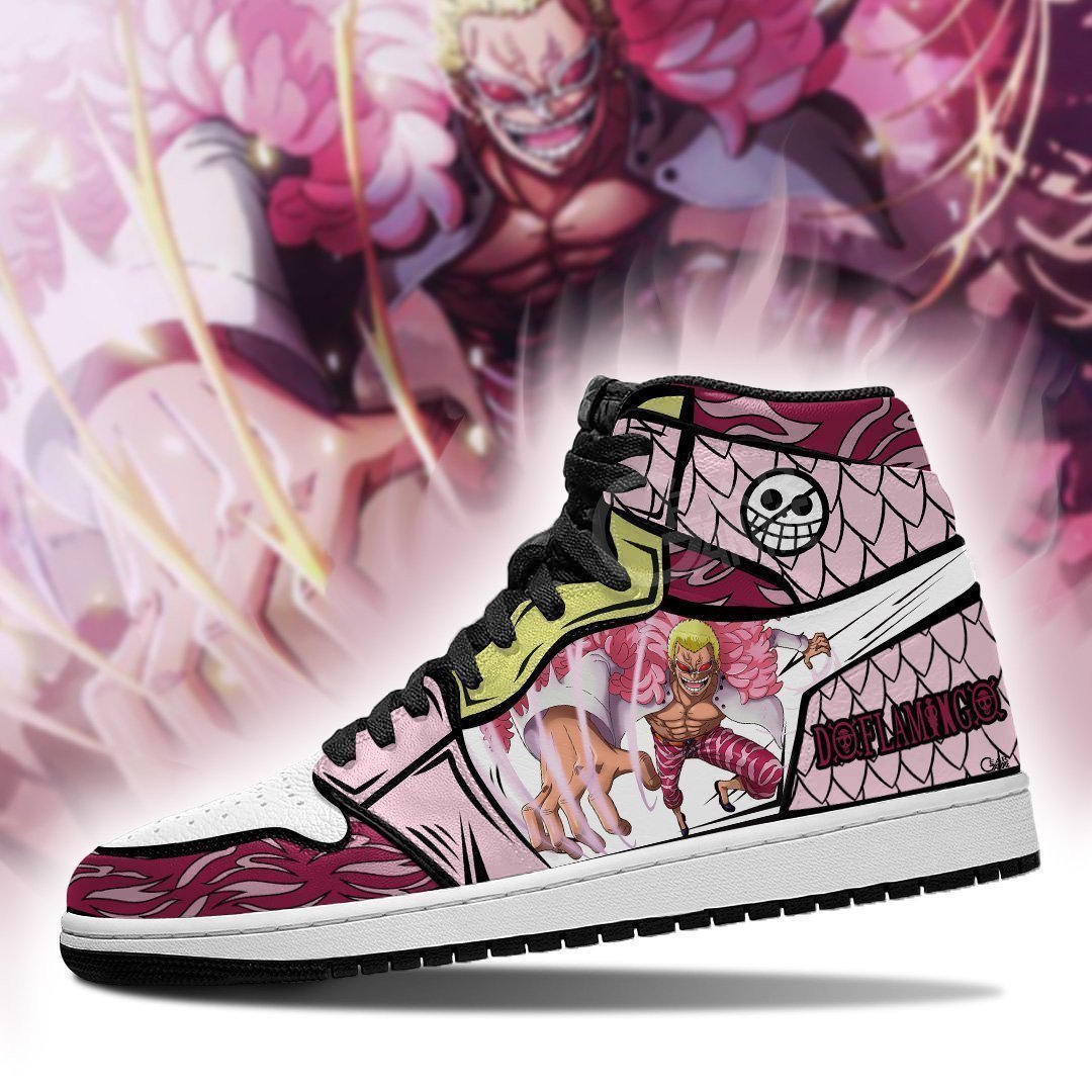 Doflamingo JD1s Sneakers Devil Fruit Anime One Piece Shoes, Air Jordan Hightop