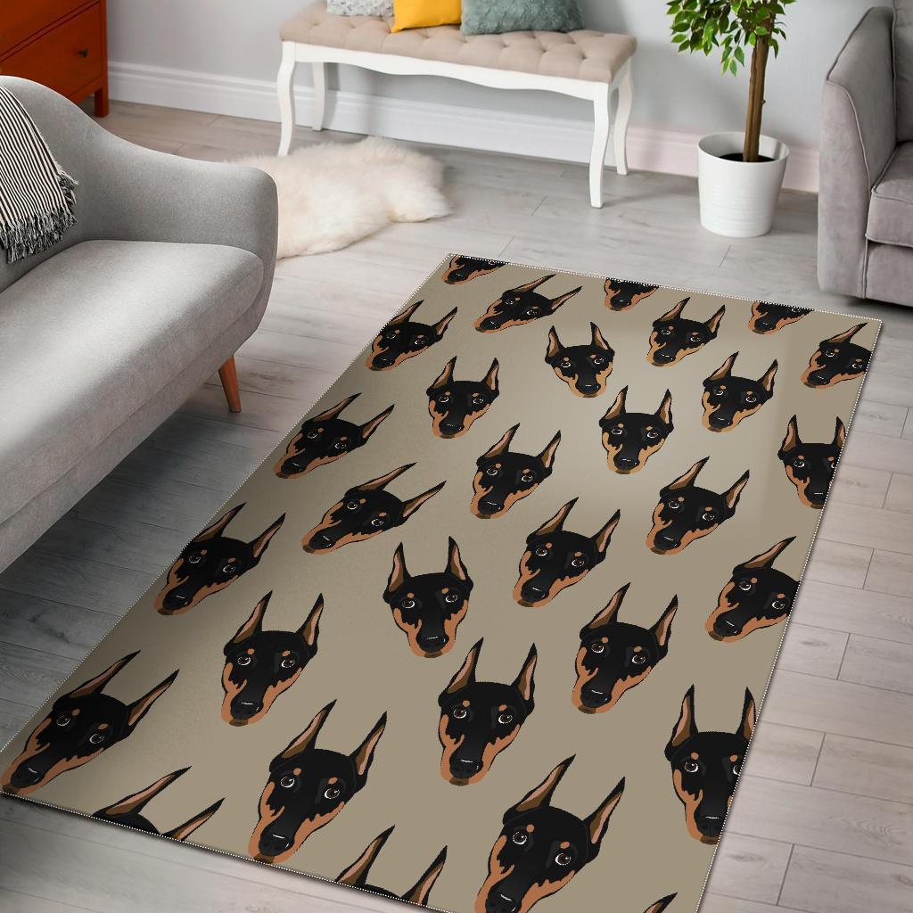 Dog Doberman Pattern Print Area Limited Edition Rectangle Rug