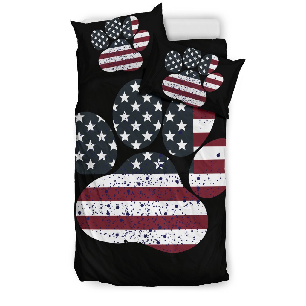 Dog Paw Usa Flag 3D Customized Duvet Cover Bedding Set