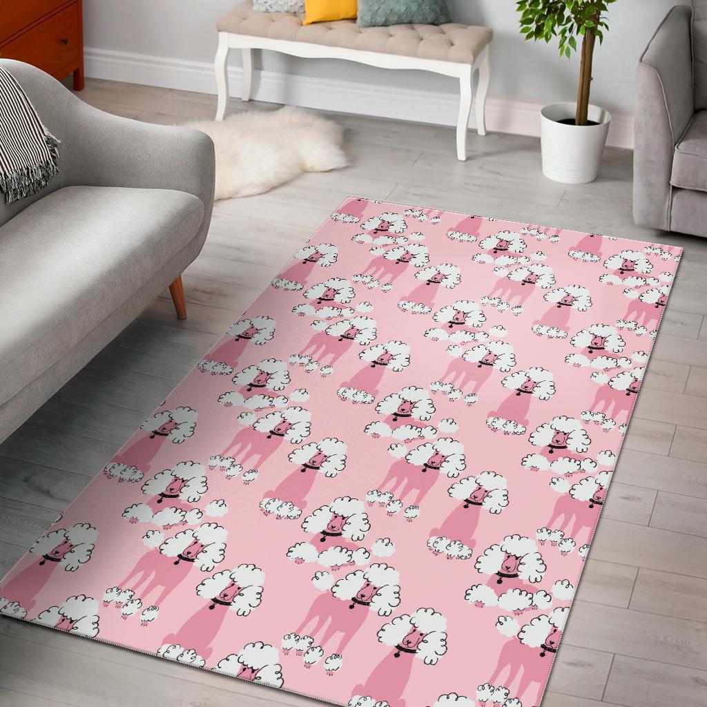 Dog Poodle Print Pattern Area Limited Edition Rectangle Rug